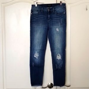 Judy Blue Size 9/29 skinny distressed jeans raw hem 27" inseam